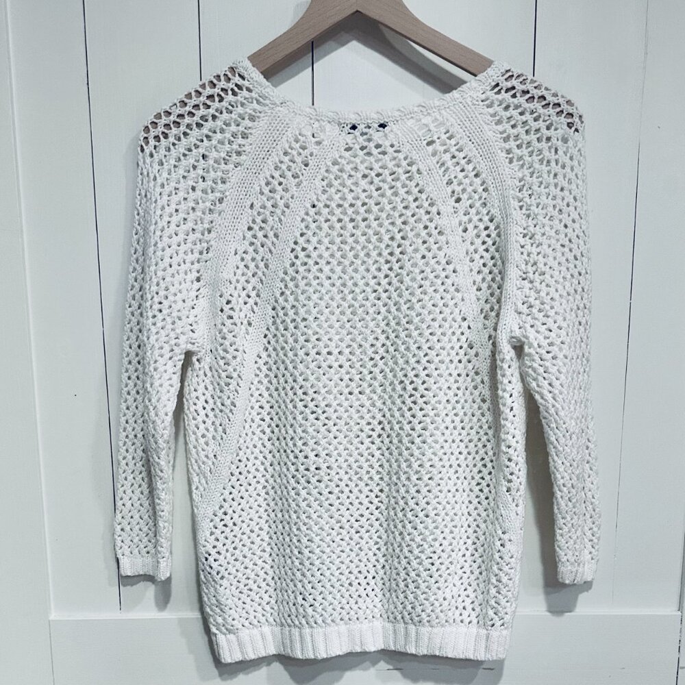 Foxcroft Open Knit Pullover Sweater – White - Size L - Picture 3 of 6